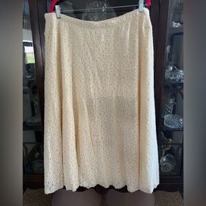 Susan Graver Style Midi Length Cream colored Lace Skirt Size 2X